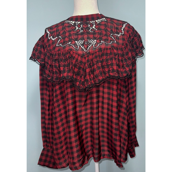 River Island Plus Womens 18 Top Picnic Plaid Whimsigoth Witchy Goth Emo Autumn - Picture 1 of 9
